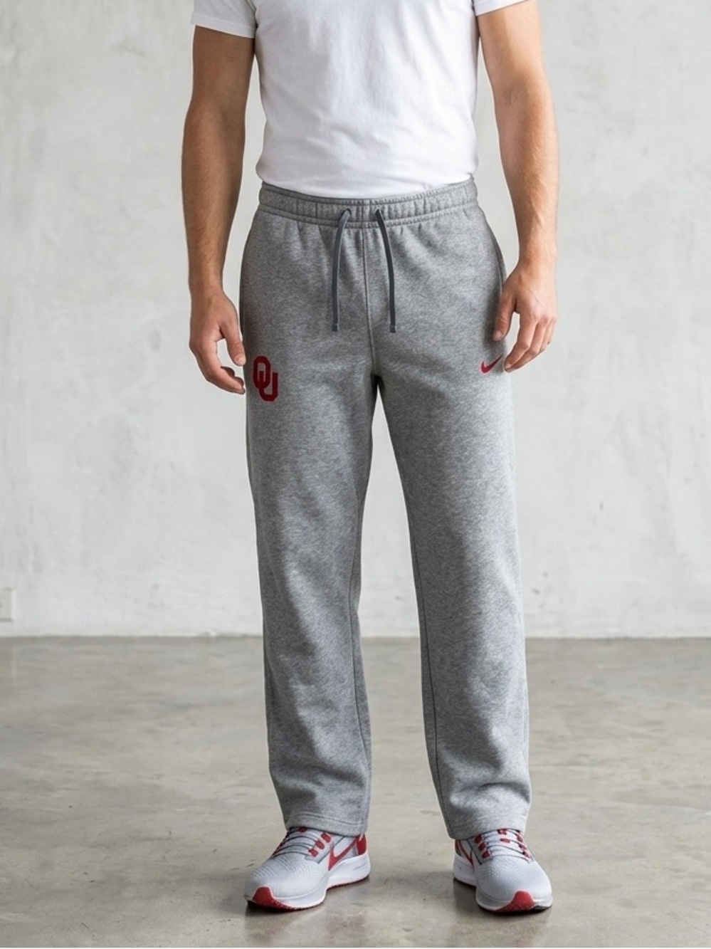 Men’s Nike Gray OU Sweatpants, Size Small, Drawstring Waist Oklahoma